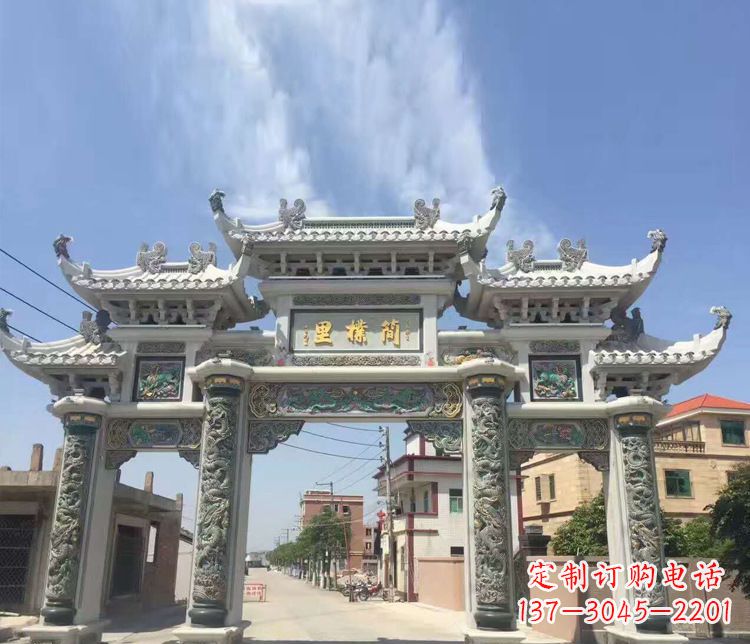 三门雕塑 - 村庄/三门/五楼/牌坊/石雕 三门雕塑 - 村庄/三门/五楼/牌坊/石雕