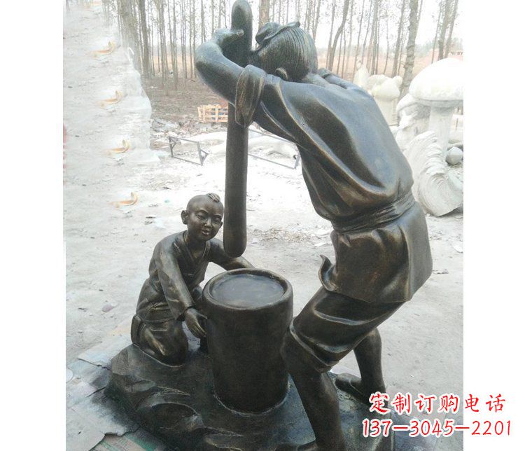 打糍粑民俗人物铜雕 (2)