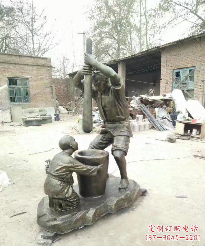 打糍粑人物铜雕 (2)