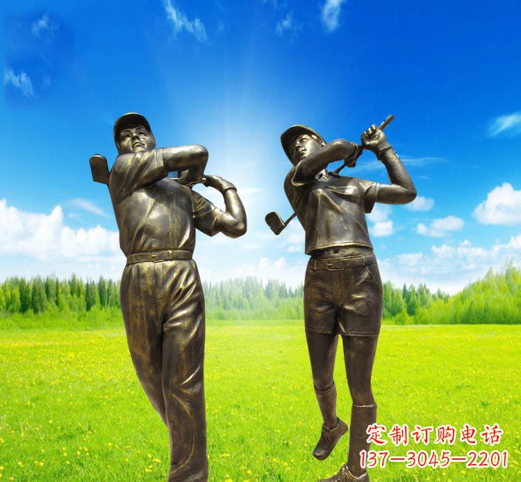 打高尔夫的人物铜雕