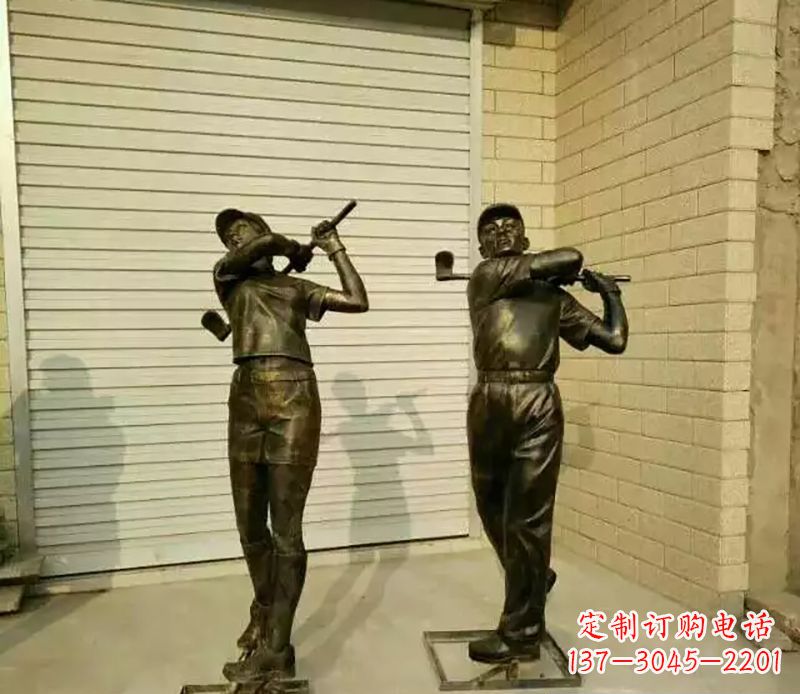 打高尔夫人物园景观铜雕
