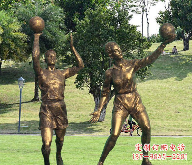 打篮球人物广场铜雕摆件