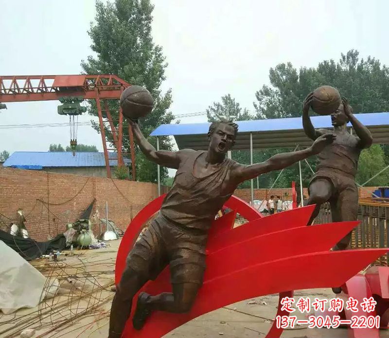 打篮球人物铜雕2