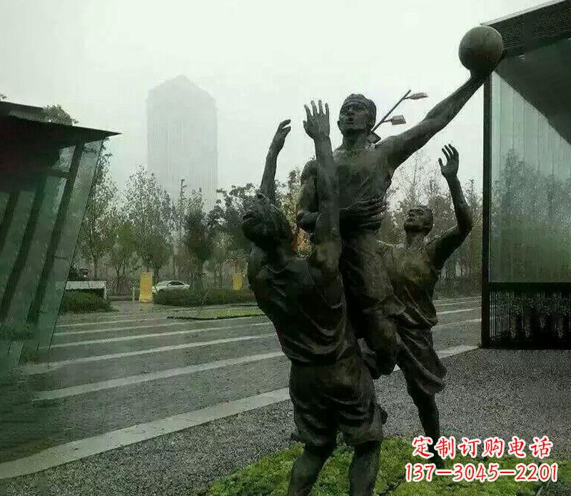 打篮球运动公园人物铜雕