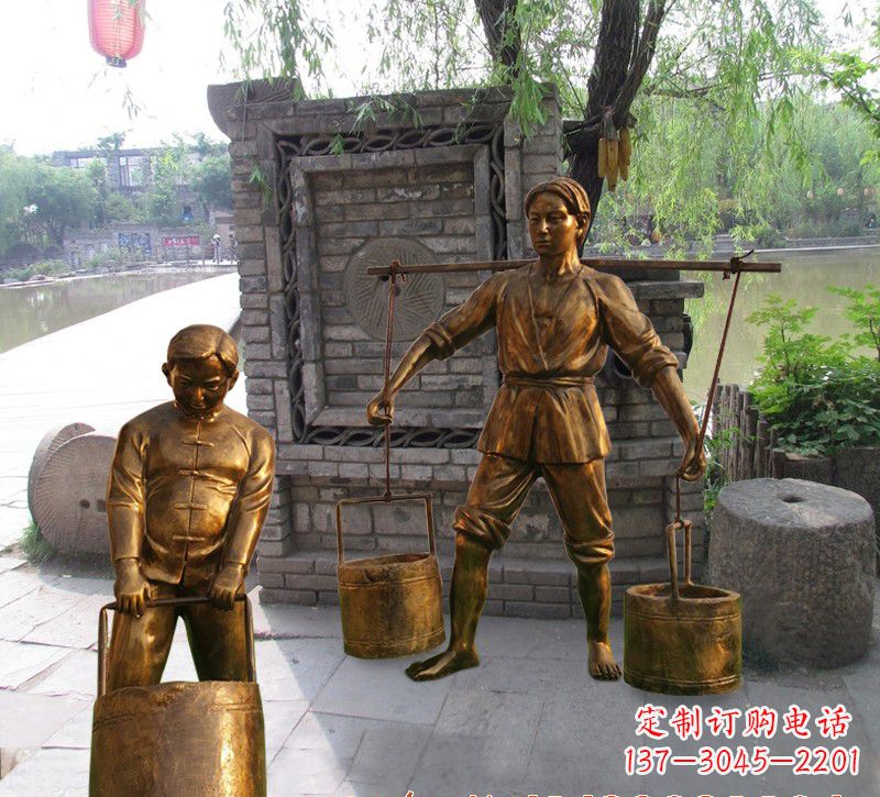 打水人物铜雕