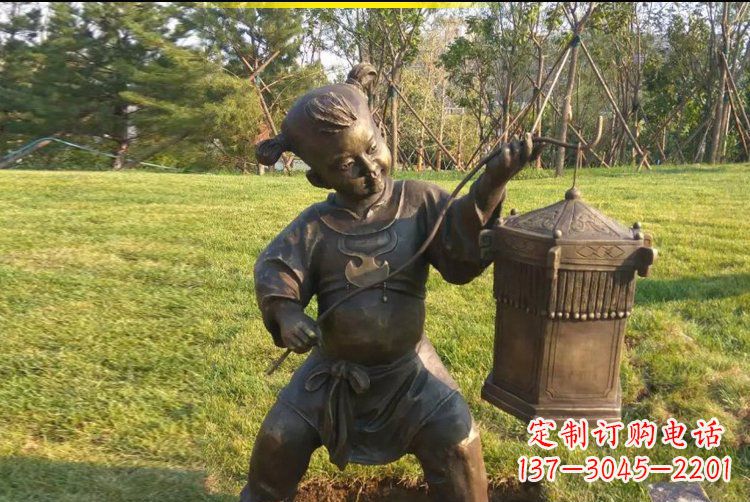 打着灯笼的儿童公园景观铜雕雕塑
