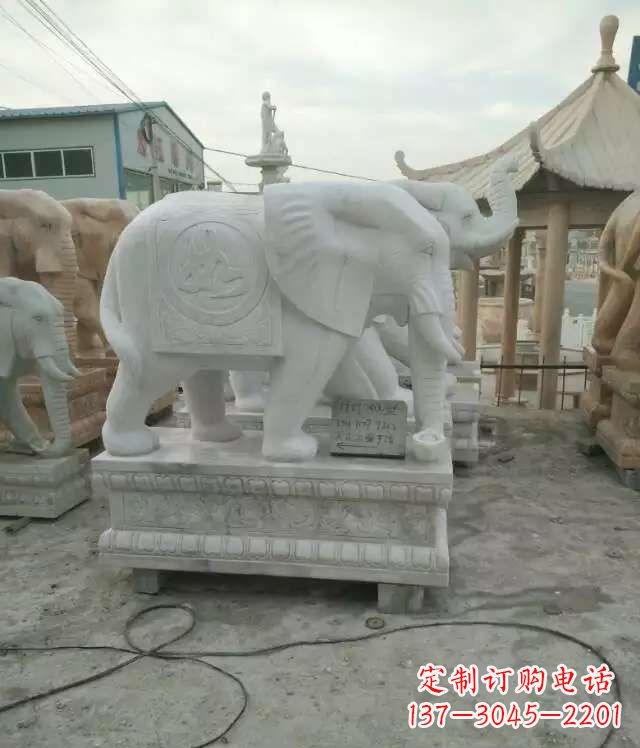 大理石大象动物雕塑