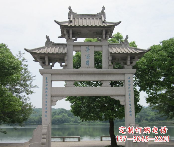 大理石单门石雕牌楼