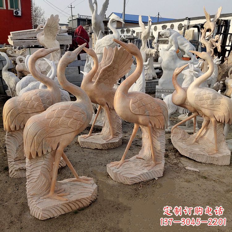 大理石雕刻仙鹤