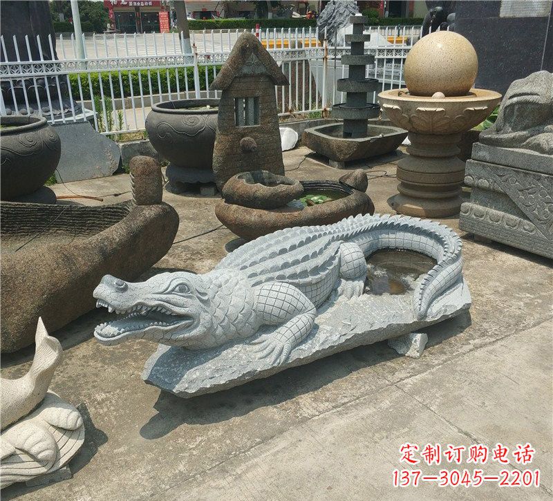 动物雕塑大理石鳄鱼 动物雕塑大理石鳄鱼