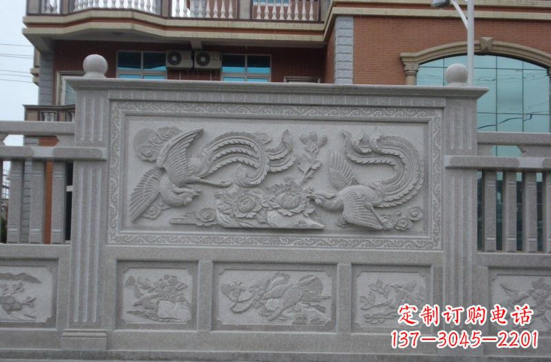 大理石凤凰壁画浮雕