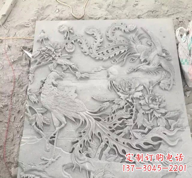 大理石凤凰浮雕