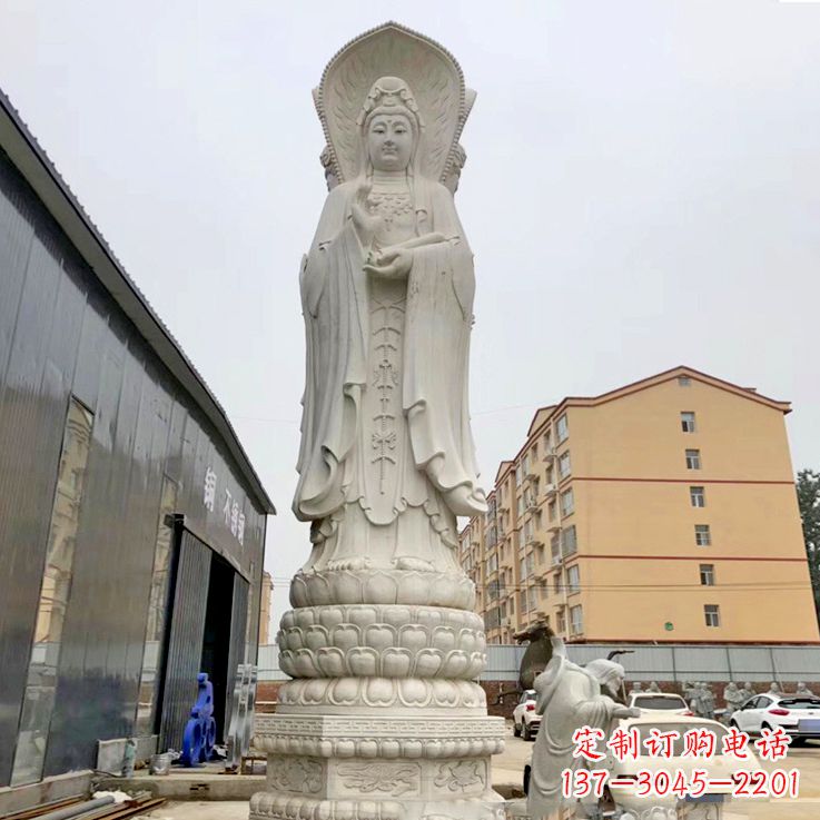 大理石佛像三面观音雕像