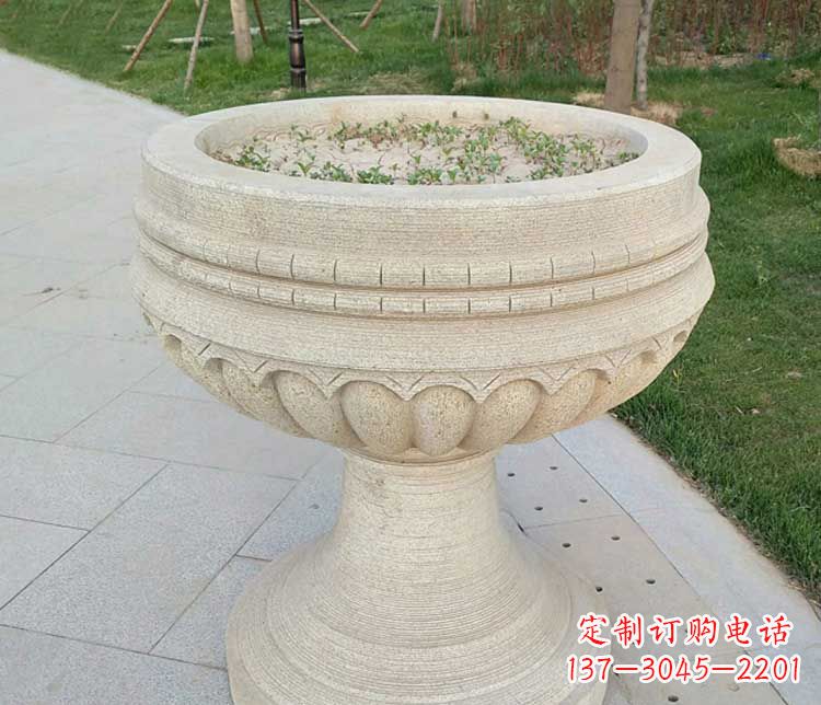 大理石花盆公园石雕 (2)