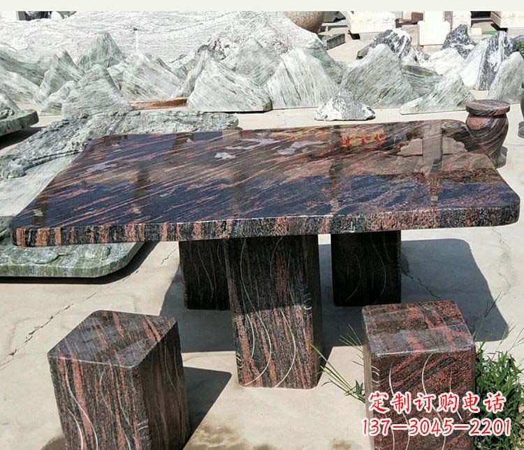 大理石花纹景观石桌凳