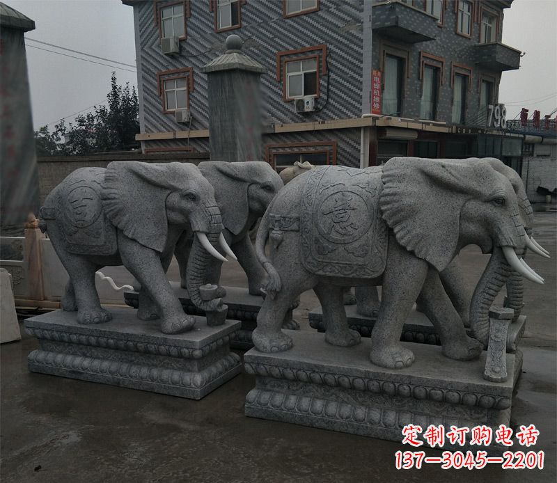 大理石吉祥如意大象门口石雕