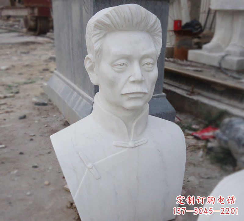 大理石近代名人鲁迅头像雕塑