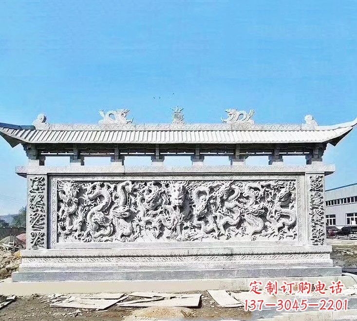 大理石九龙壁雕塑