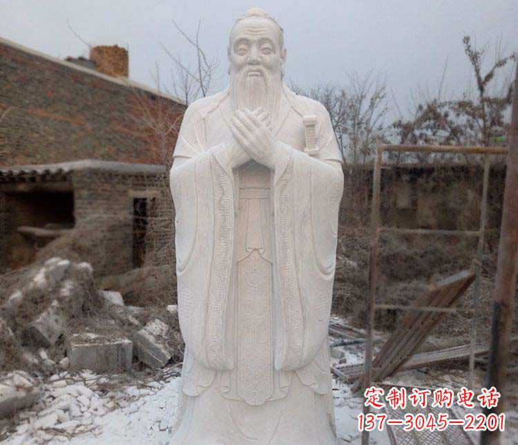大理石孔子行教像古代名人石雕