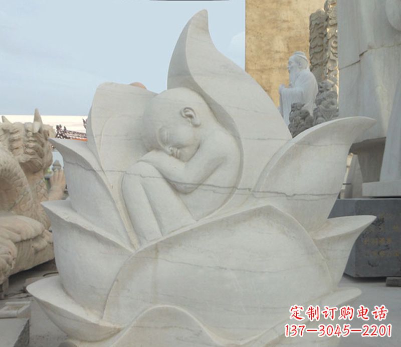 莲花雕塑 - 大理石/莲花/婴儿/石雕 莲花雕塑 - 大理石/莲花/婴儿/石雕