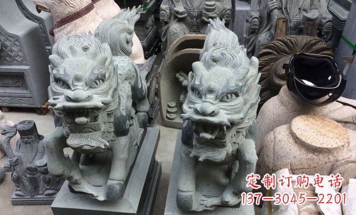 大理石立式麒麟门口镇宅石雕