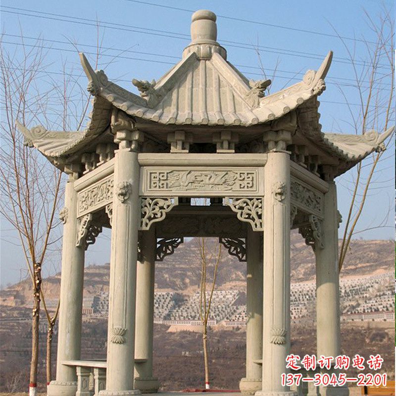 大理石六角凉亭