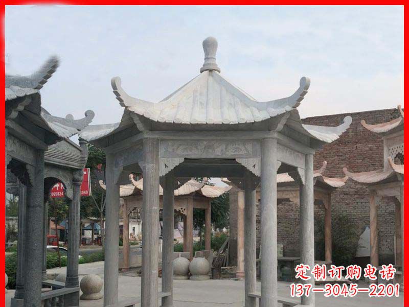 大理石六角凉亭公园石雕