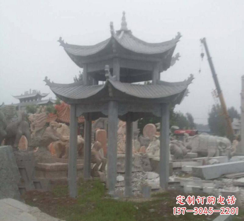 大理石六角凉亭石雕