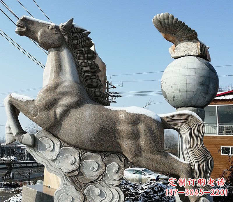大理石马踏祥云石雕 (3)