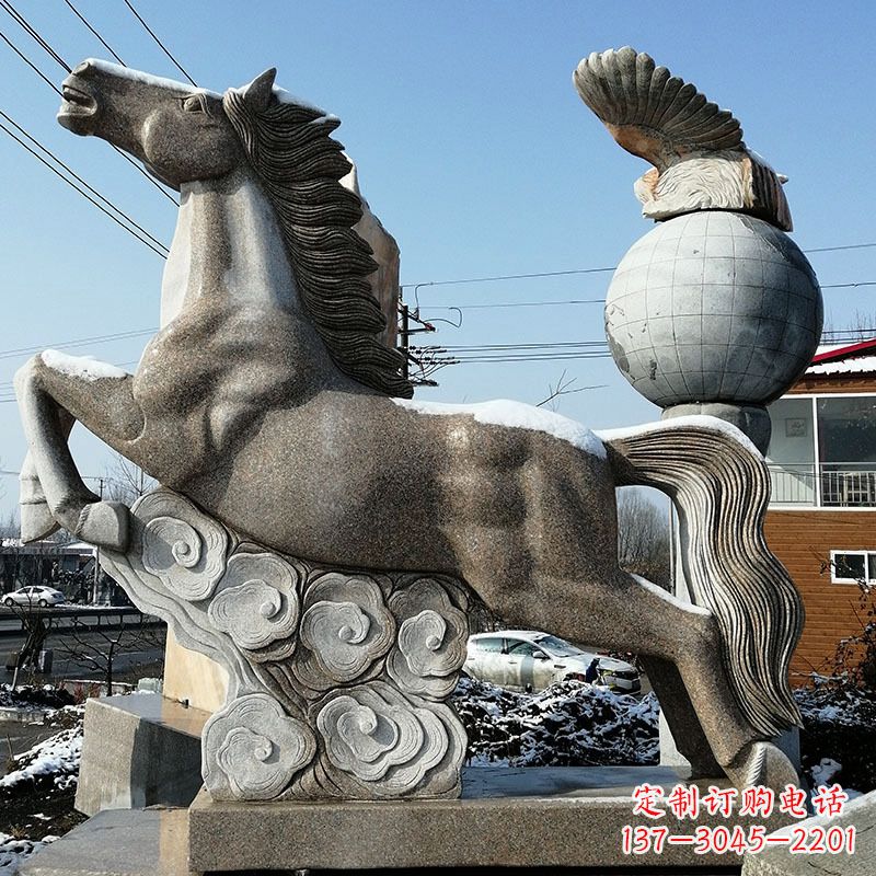 大理石马踏祥云石雕