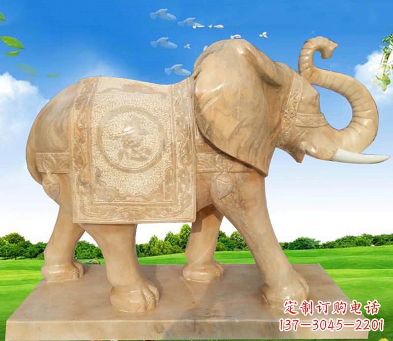 大理石喷水动物大象
