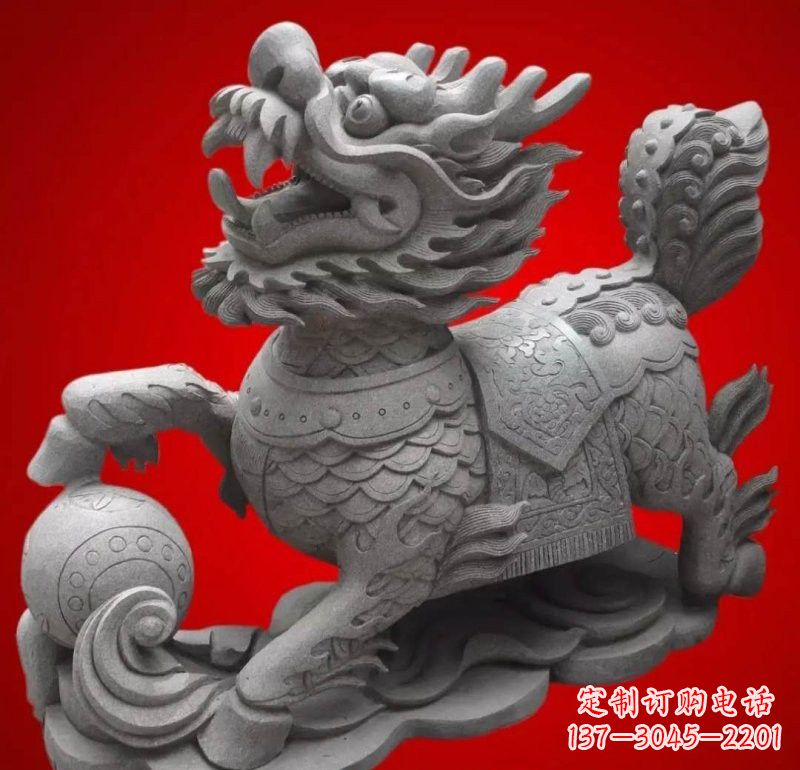 大理石企业小区门口镇宅麒麟雕塑