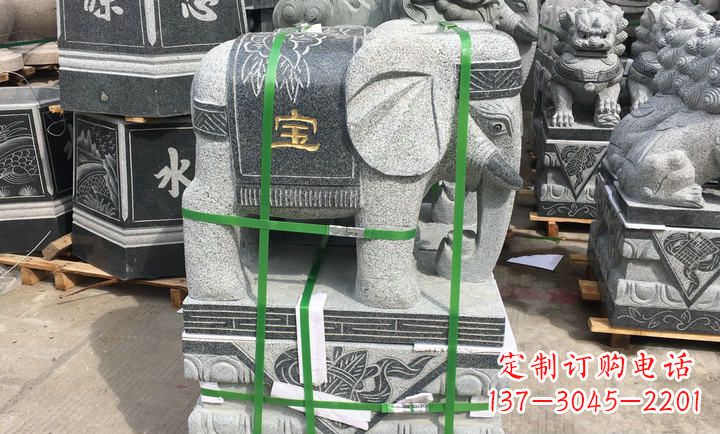大理石如意大象门口镇宅石雕 (3)
