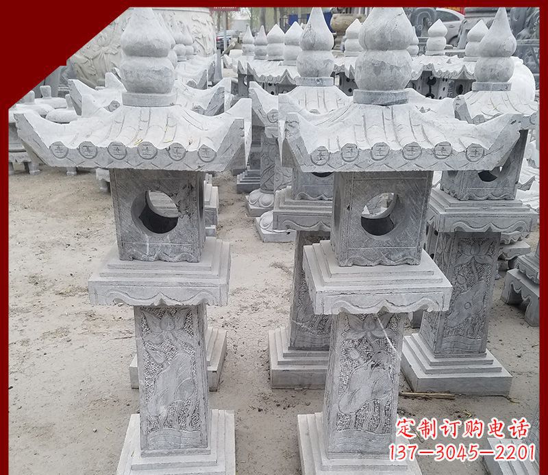 大理石石灯笼寺庙石雕 (2)