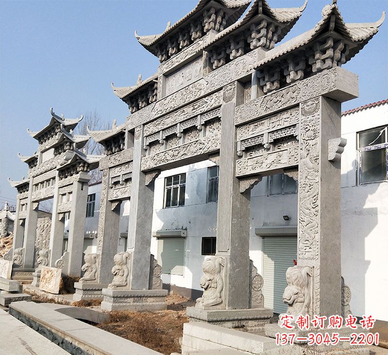 大理石石雕牌坊雕刻