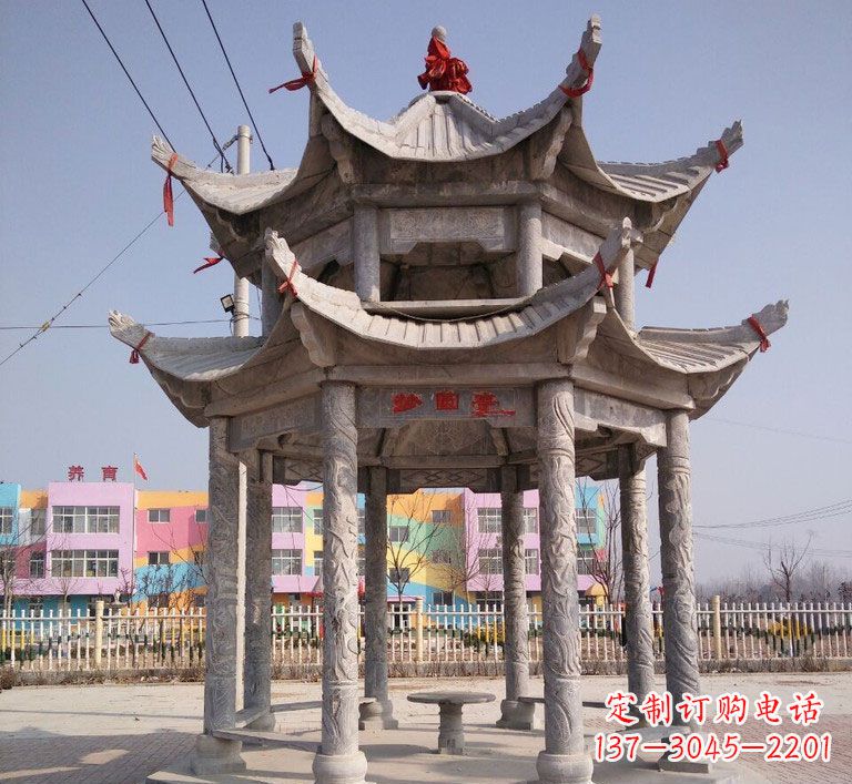 大理石双层八角凉亭广场石雕