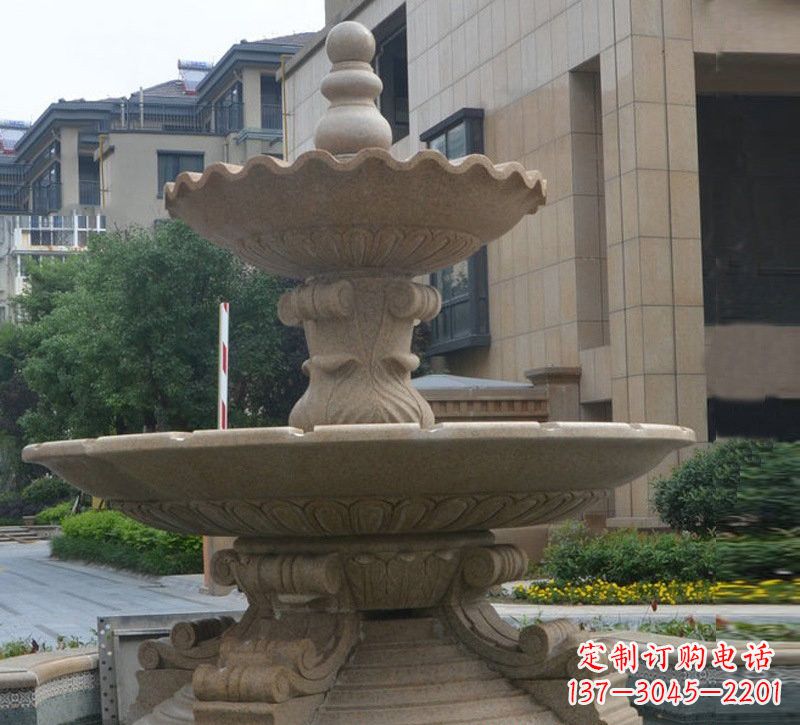 大理石双层简约喷泉雕塑