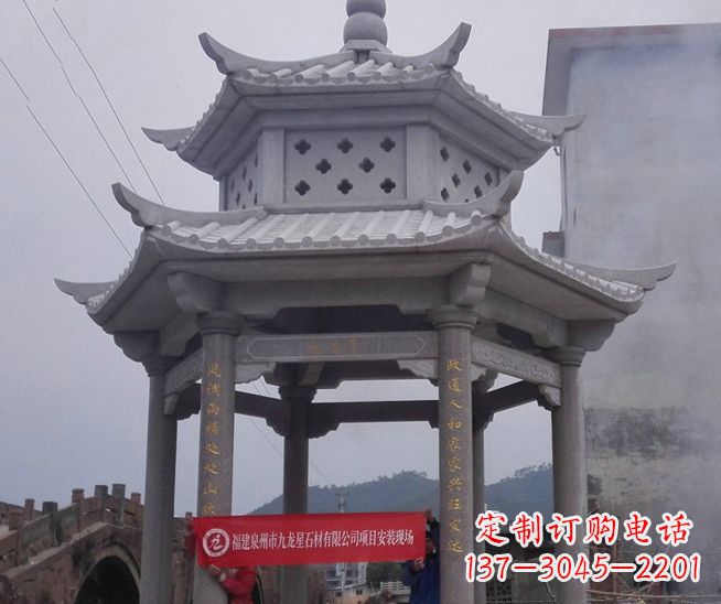 凉亭雕塑 - 大理石/双层/石雕/凉亭 凉亭雕塑 - 大理石/双层/石雕/凉亭