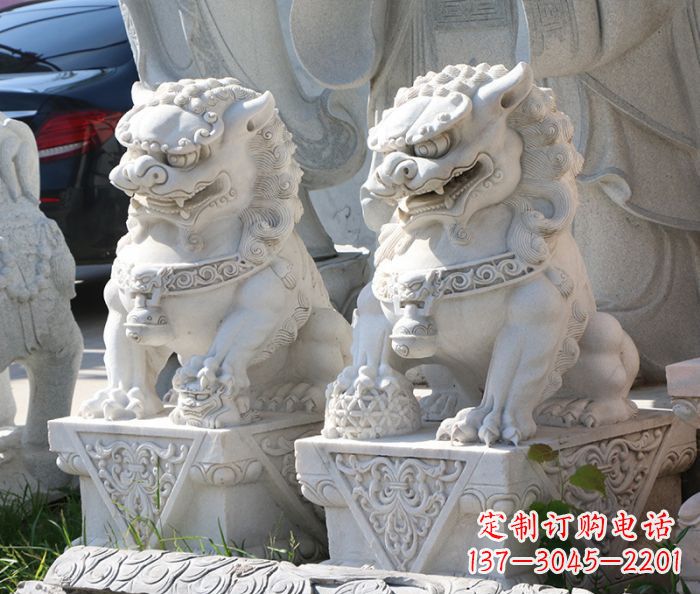 大理石寺庙石狮子 (4)