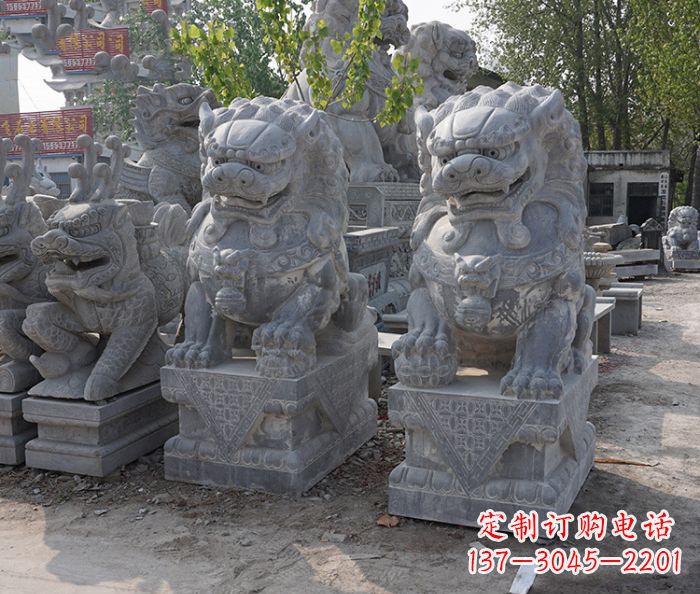 大理石寺庙石狮子 (3)