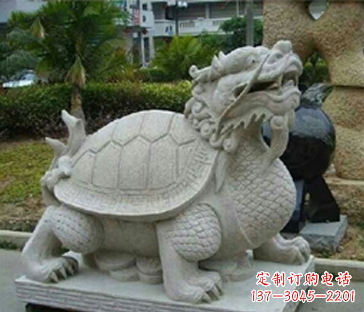 大理石铜钱龙龟小区石雕
