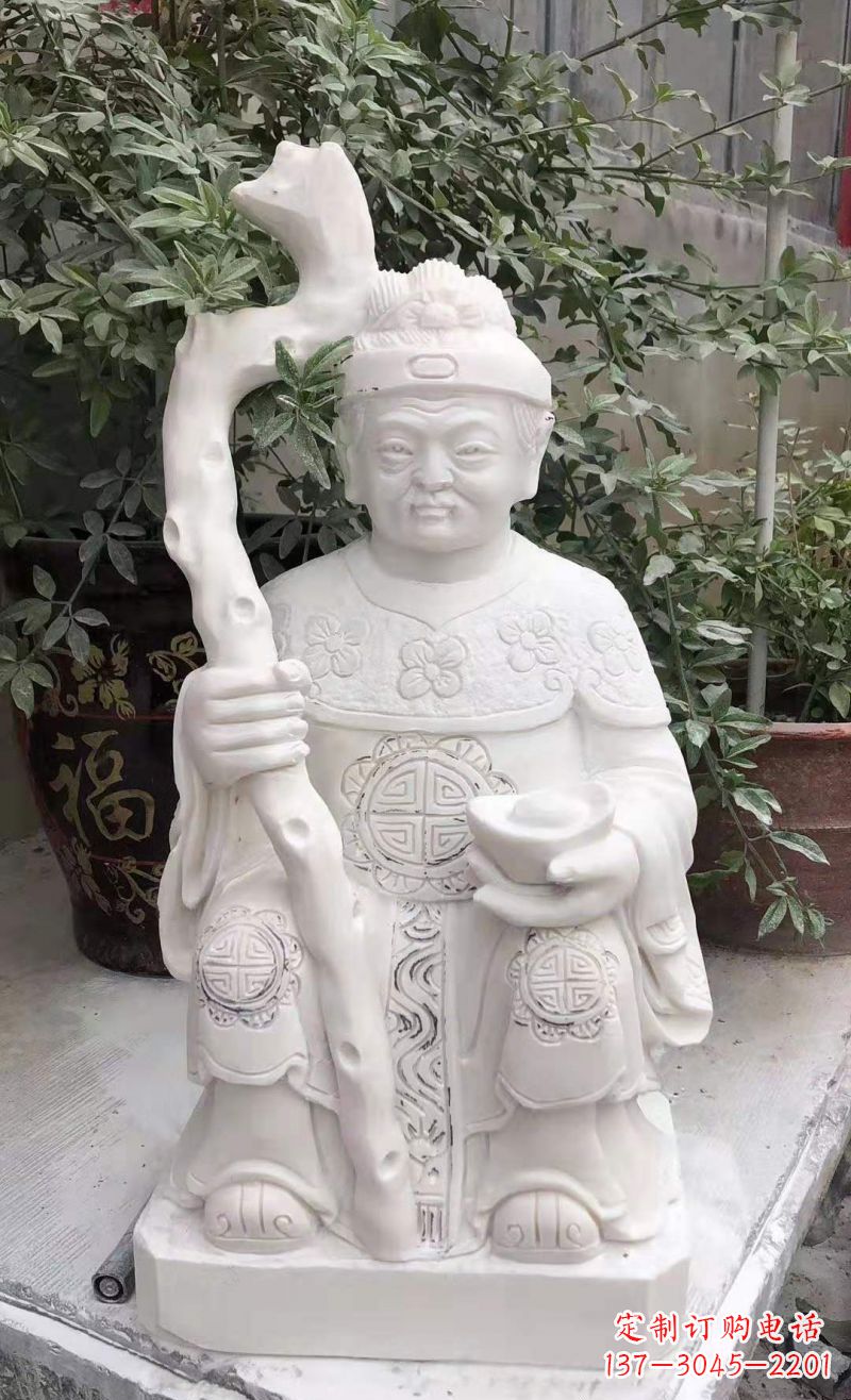 大理石土地公土地婆雕塑寺庙神像石雕