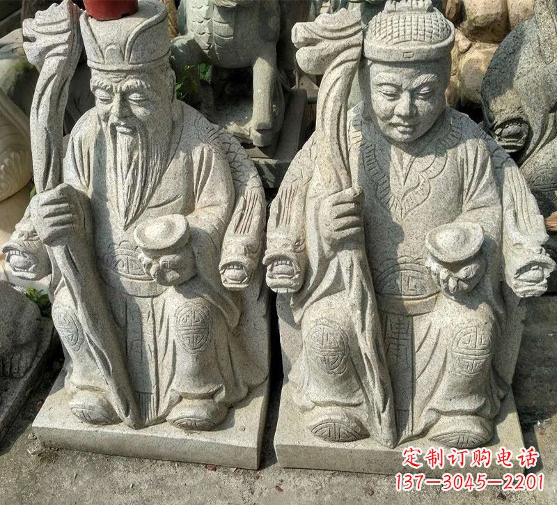大理石土地公土地婆雕塑