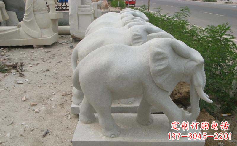 大理石小象公园动物石雕