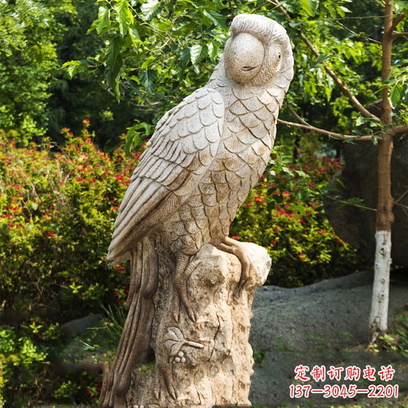 大理石鹦鹉雕塑-公园院落动物雕塑摆件