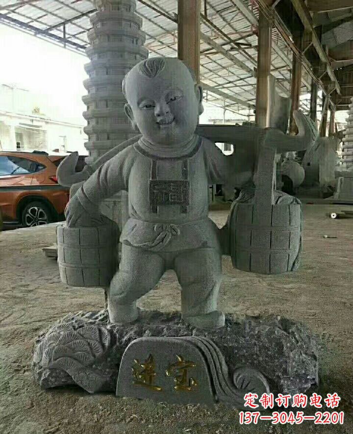 装点童年的大理石招财进宝儿童雕塑 装点童年的大理石招财进宝儿童雕塑