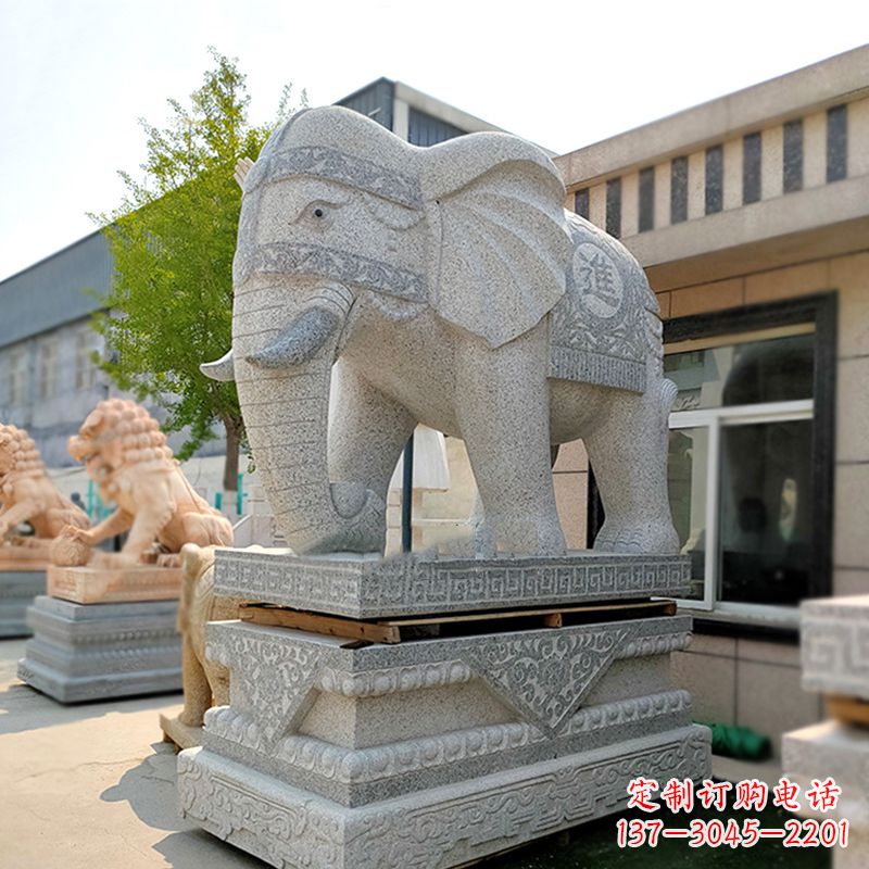 大门口石雕大象雕塑