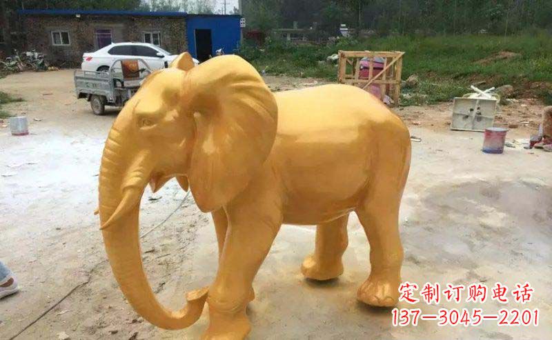 大象玻璃钢仿铜动物雕塑