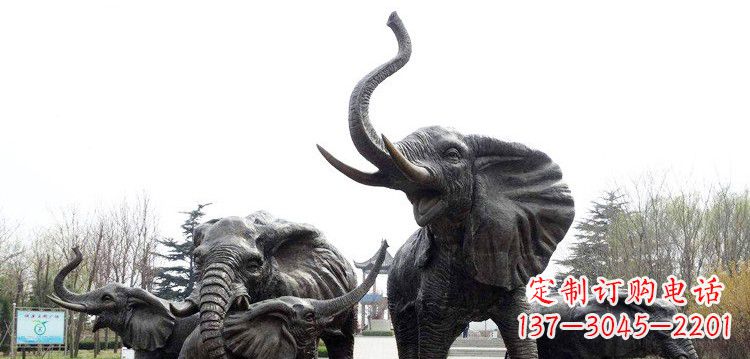 大象群铜雕景观