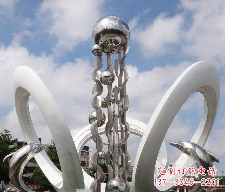 海豚雕塑 - 大型/不锈钢/海豚/跳跃 海豚雕塑 - 大型/不锈钢/海豚/跳跃
